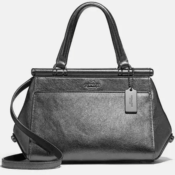Coach Grace 20 Metallic Gray Leather Crossbody Handbag - Picture 2 of 16